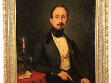 SZWEDKOWSKI 'Portrait d'homme à la cravache'. Huile sur toile dédicacé