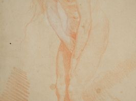 Vente aux enchères Jean-Baptiste GREUZE (Attribué à), " Académie de femme debout, légèrem