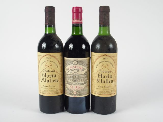 3 BOUTEILLES ST JULIEN : 2 CHÂTEAU GLORIA 1985 BG - 1  CHÂTEAU DULUC 1