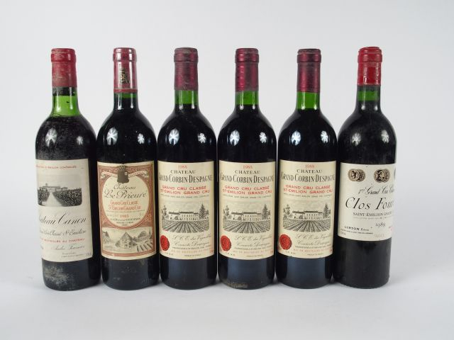 6 BOUTEILLES GCC ST EMILION : 1 CLOS FOURTET 1988 - 3 CHÂTEAU GRAND CO
