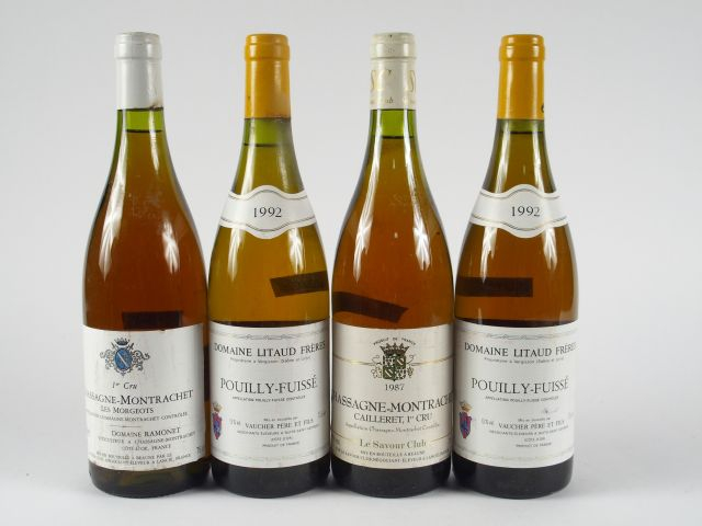 4 BOUTEILLES : 1 CHASSAGNE MONTRACHET 1er CRU CAILLERET 1987 - 1 CHASS