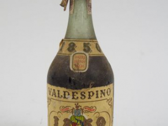 Vente aux enchères 1 VIEILLE BOUTEILLE VALESPINO BRANDY RESERVA SOLERA - 1850 - BS/CAPS A