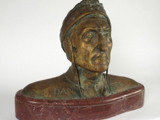 Vente aux enchères Ecole française XIXème 'Buste de Dantes'. Sujet en bronze sur un socle