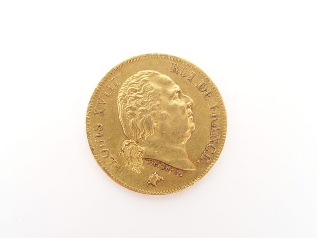Pièce de 40 Francs or, Louis XVIII, 1818-W. Poids: 12,9gr