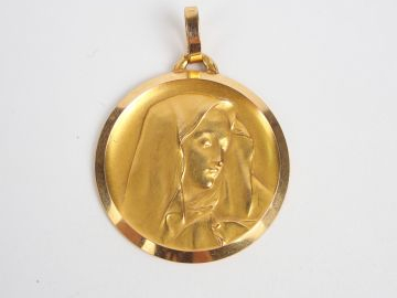 Médaille religieuse en or jaune, "Vierge Marie". Poids: 11,1gr