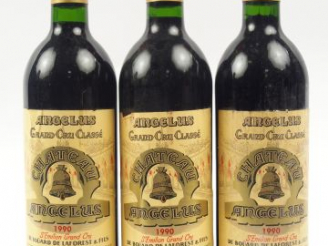 Vente aux enchères 3 BOUTEILLES - CHÂTEAU L'ANGELUS 1ER GCC ST EMILION NOTE PARKER 99/100
