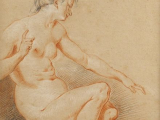 Vente aux enchères Francois LEMOINE (Attribué à), "Etude de nu". Dessin. 26 x 24cm.