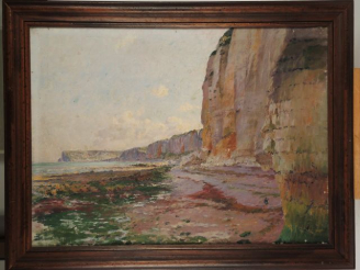 Vente aux enchères Ecole française Xxe, " Falaises du pays de Caux ". Huile sur toile.  5