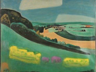 Vente aux enchères 	Henri HAYDEN, " Paysage d’Armentières". Huile sur toile, signée en ba