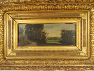 Vente aux enchères Alphonse Alexandre MORLOT 'Paysages lacustres'. Paire d'huiles sur pan