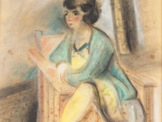 Vente aux enchères Henri OTTMAN, " Le modèle ". Pastel, signé en bas à droite. 39 x 30 cm