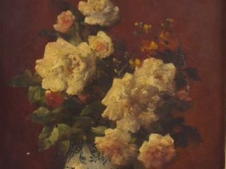 Vente aux enchères Eugène PETIT, " Nature morte au bouquet de fleurs ". Huile sur toile, 