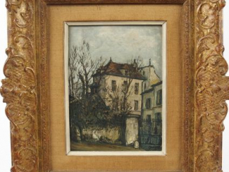 Vente aux enchères Alphonse QUIZET, " La maison de Saint Germain ". Huile sur carton, sig