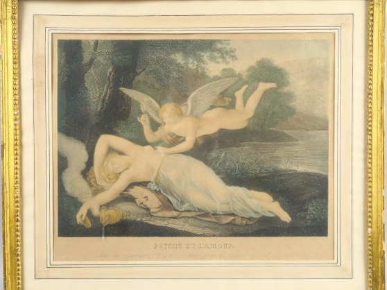 Deux lithographies en couleurs 'Psychée et l'amour' et 'Elle combat le