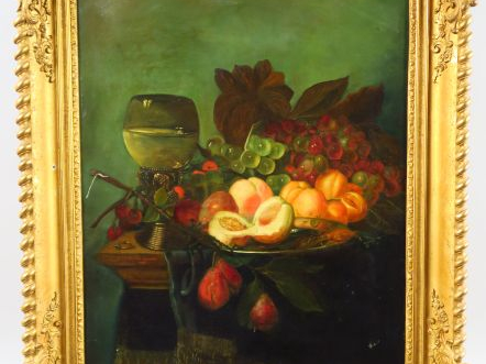 Ecole française XIXe. 'Nature morte aux fruits'. Huile sur toile. Dim.