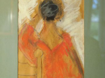 Ecole française Xxème 'Portrait de jeune femme brune' Pastel, monogram