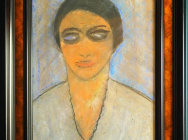 Ecole française Xxème 'Portrait de jeune femme brune' Pastel, monogram
