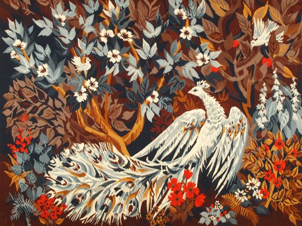 Tapisserie XXe d'après un carton  d'Hervé Lelong 'Venu d'un conte'. At