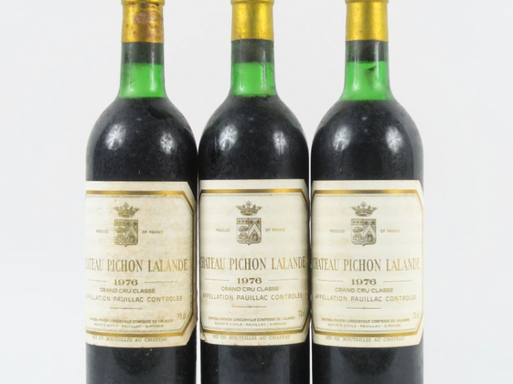 3 BOUTEILLES CHÂTEAU PICHON LALANDE GCC PAUILLAC - 1976 - 2 BG/1 LB/ET