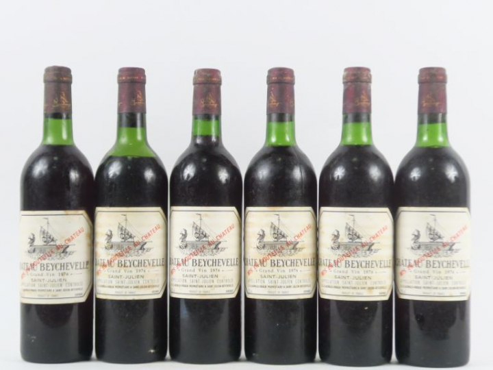 6 BOUTEILLES CHÂTEAU BEYCHEVELLE GCC ST JULIEN - 1976 1 BG/4 LB/1 HEP-