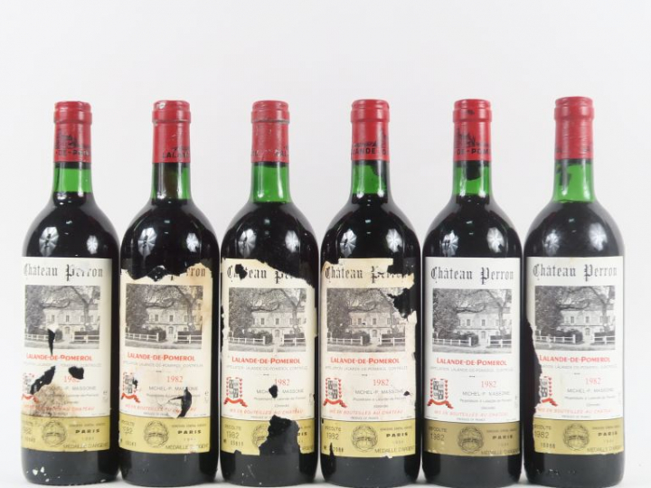 6 BOUTEILLES CHÂTEAU PERRON LALANDE DE POMEROL - 1982 - BG/EA