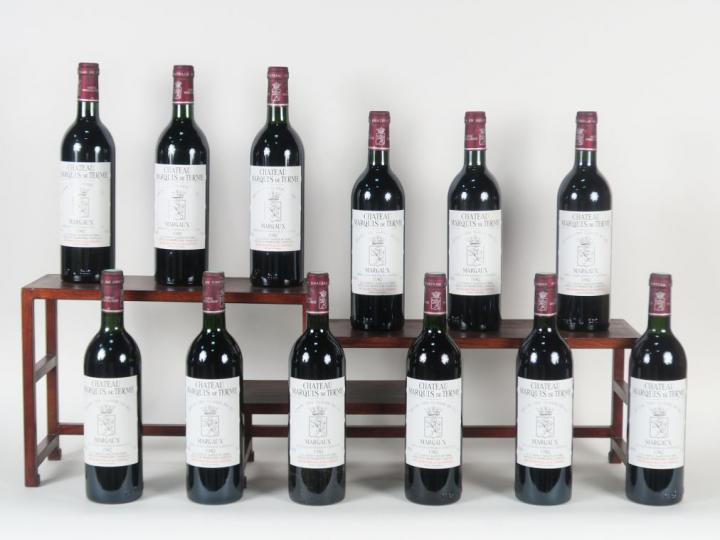 12 BOUTEILLES CHÂTEAU MARQUIS DE TERME GCC MARGAUX - 1982 - CBO - 3 LB