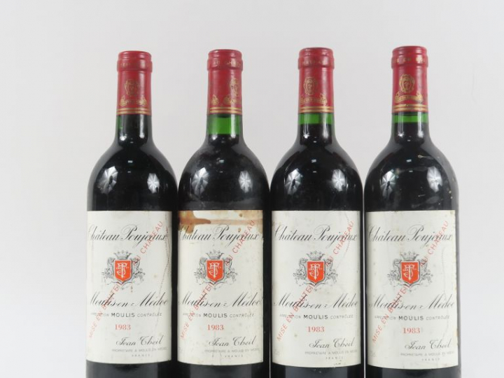 4 BOUTEILLES CHÂTEAU POUJEAUX MOULIS - 1983