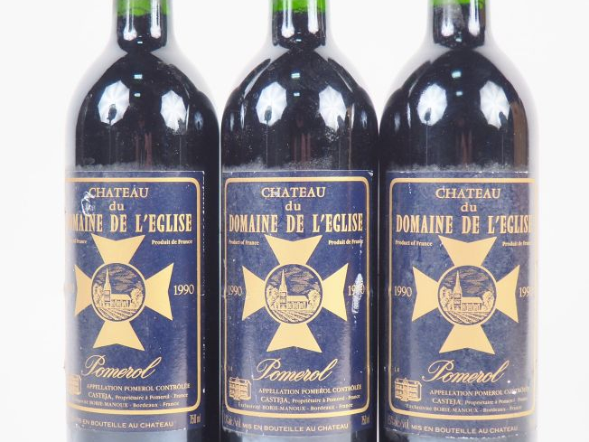 3 BOUTEILLES CHÂTEAU DU DOMAINE DE L'EGLISE POMEROL - 1990