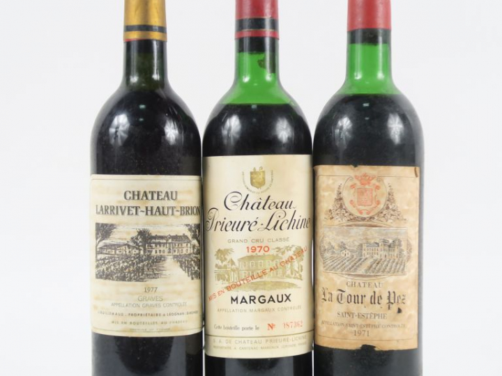 3 BOUTEILLES : 1 CHÂTEAU PRIEURÉ LICHINE GCC MARGAUX 1970 MEP - 1 CHÂT