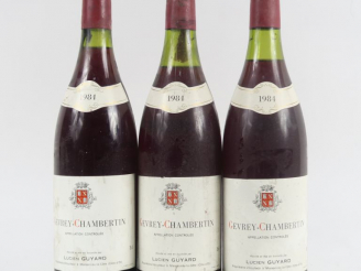 Vente aux enchères 3 BOUTEILLES GEVREY CHAMBERTIN LUCIEN GUYARD - 1984
