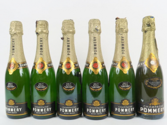 Vente aux enchères 6 DEMIES BOUTEILLES CHAMPAGNE POMMERY : 5 BRUT ROYAL - 1 BRUT RÉSERVE