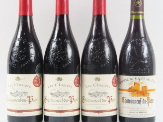 Vente aux enchères 4 BOUTEILLES CHÂTEAUNEUF DU PAPE 2003 : 3 LES CLOSIERS - 1 DOMAINE DU 