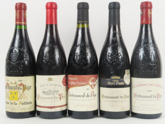 Vente aux enchères 5 BOUTEILLES CHATEAUNEUF DU PAPE : 1 DOMAINE DE LA SOLITUDE 1999 - 1 L