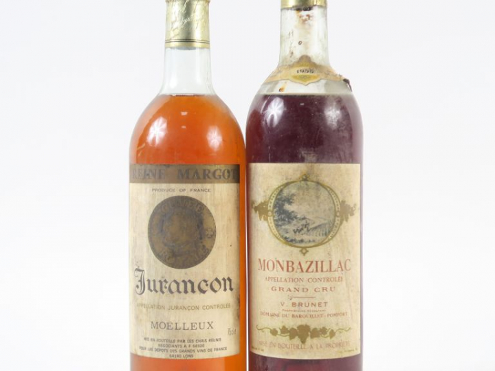 2 BOUTEILLES : 1 MONBAZILLAC 1955 MEP-BEP - 1 JURANCON REINE MARGOT