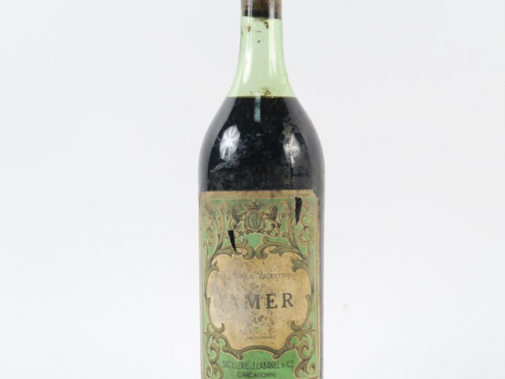 1 VIEILLE BOUTEILLE LIQUEUR DIGESTIVE AMER J. CABANEL