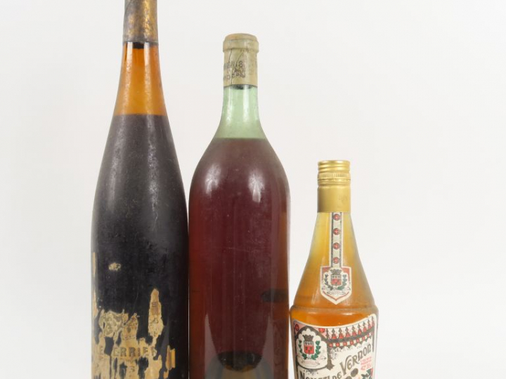 3 BOUTEILLES : 1 ARMAGNAC GC SE - 1 LIQUEUR - 1 NOYAU DU VERNON (37,5 