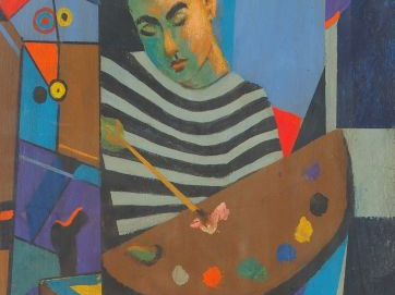 Seif WANLY 'Portrait d'Adam'. Huile sur papier, signée en bas à droite