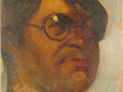 Seif WANLY 'Autoportrait'. Huile sur panneau signée en bas à chauche. 