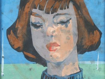 Seif WANLY 'Jeune fille'. Huile sur papier, signée en bas à gauche. 34