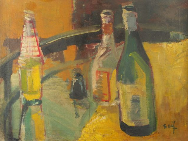 Seif WANLY 'Nature morte'. Huile sur toile, signée en bas à gauche. 44