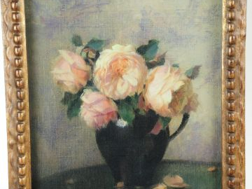 Jacques BILLE 'Bouquet de roses'. Huile sur toile. Signée et datée en 