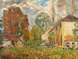 Vente aux enchères Mario CAVAGLIERI 'Moulin en Gascogne'. Huile sur toile, signée en bas 