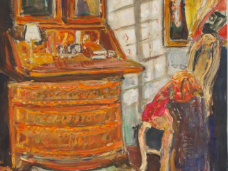 Vente aux enchères Mario CAVAGLIERI 'Vue d'intérieur, ou la commode-bureau'. Aquarelle go