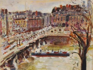 Vente aux enchères Mario CAVAGLIERI 'Bords de Seine'. Aquarelle gouachée signée en bas à 