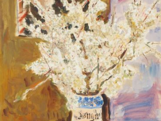 Vente aux enchères Mario CAVAGLIERI 'Bouquet de fleurs blanches dans une faïence italienn