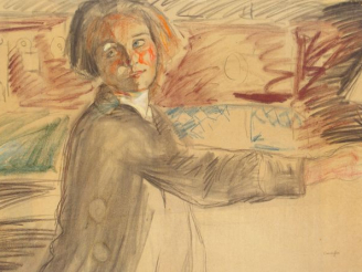 Vente aux enchères Mario CAVAGLIERI 'Portrait de jeune fille'. Dessin au fusain et aux cr