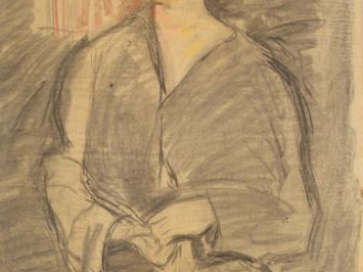 Vente aux enchères Mario CAVAGLIERI 'Portrait de femme'. Dessin au fusain et aux crayons 