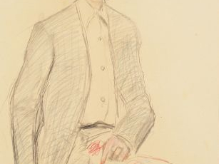 Vente aux enchères Mario CAVAGLIERI 'Jeune femme assise'. Dessin au crayon de couleurs, s