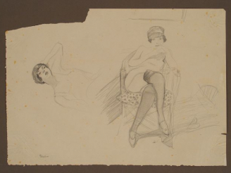 Vente aux enchères Mario CAVAGLIERI 'Croquis de garçonne'. Dessin au crayon, signé en bas