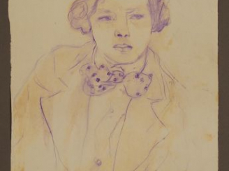 Vente aux enchères Mario CAVAGLIERI 'Julie en garçon'. Dessin aquarellé, titré. Non signé